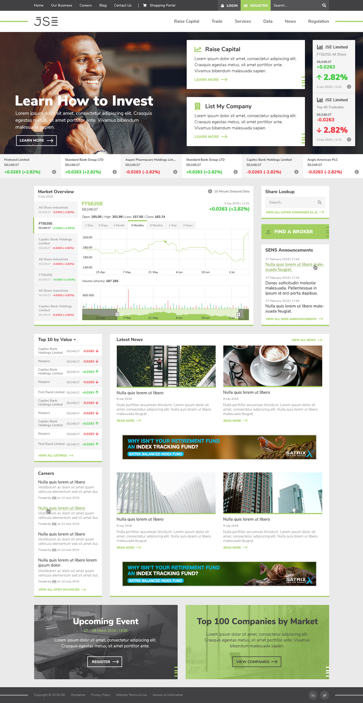 Johannesburg Stock Exchange UX and Web Design
